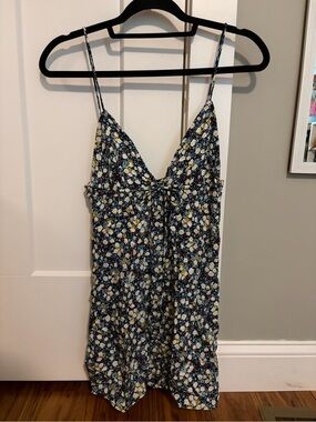 NWT Motel Rocks Navy Floral Tie-Front Mini Dress